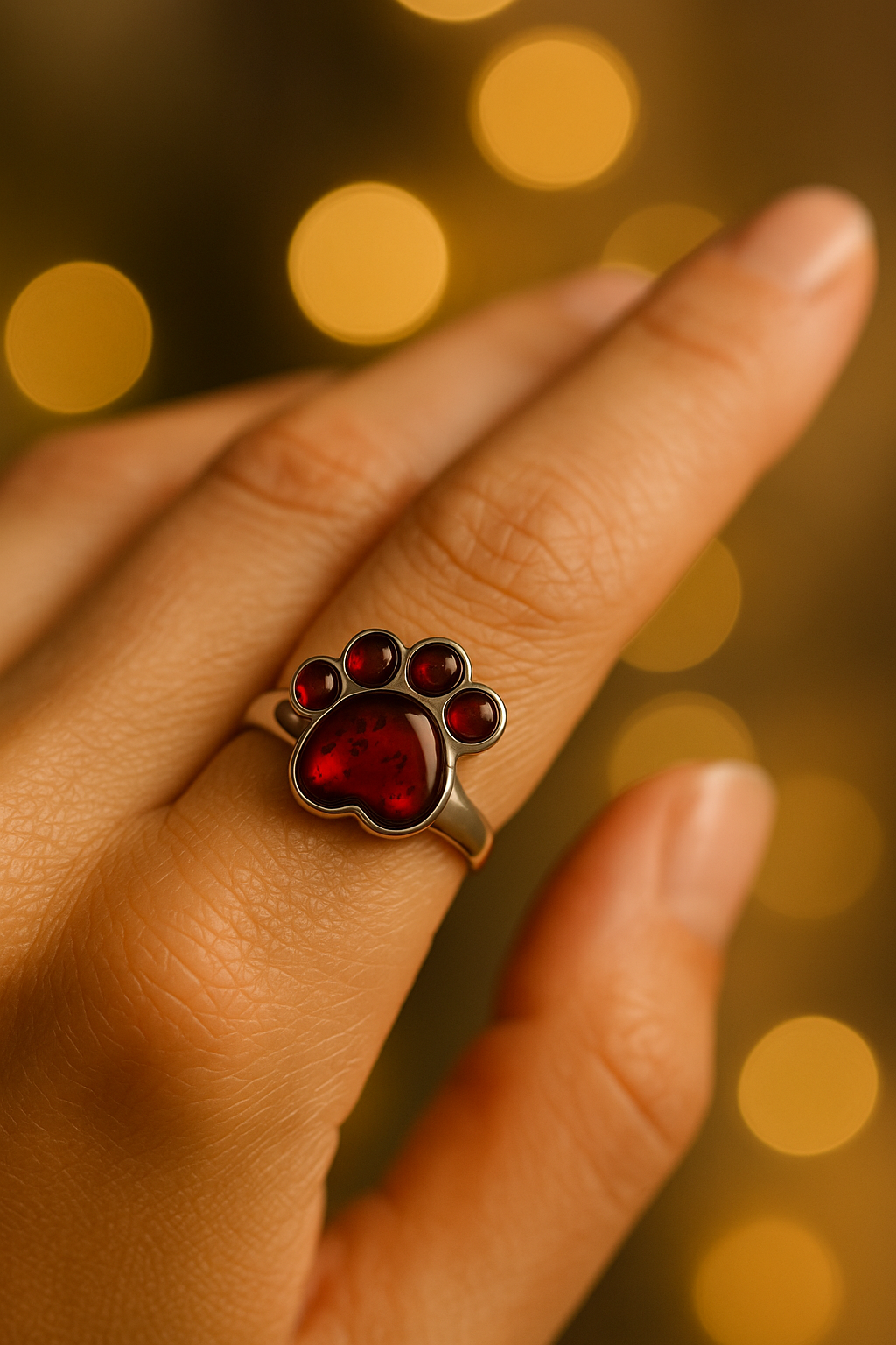Amber Paw Ring