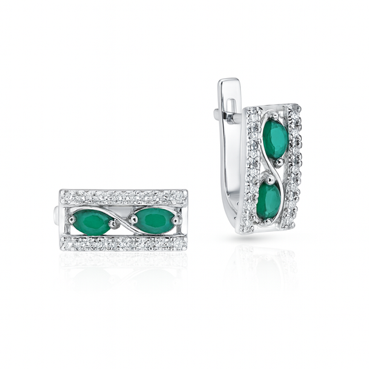 Emerald Grace Earrings – Sterling Silver & Green Agate