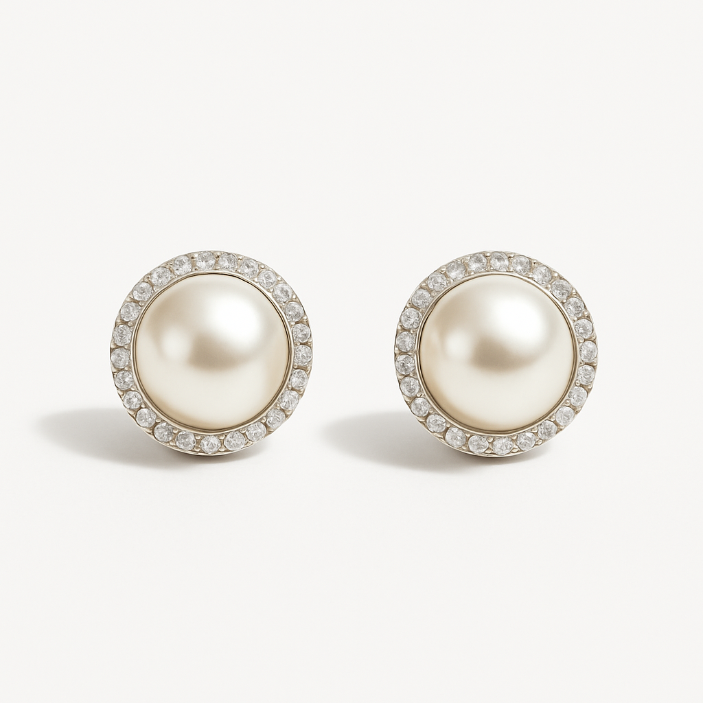 Royal Pearl Stud Earrings – Sterling Silver & Pearl