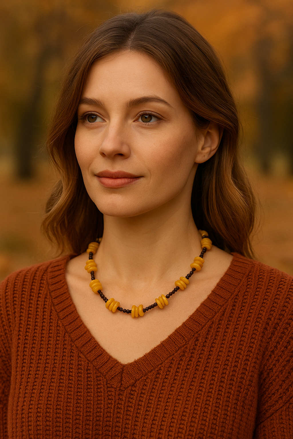 שרשרת - חרוזי אמטיסט וענבר בלטיים