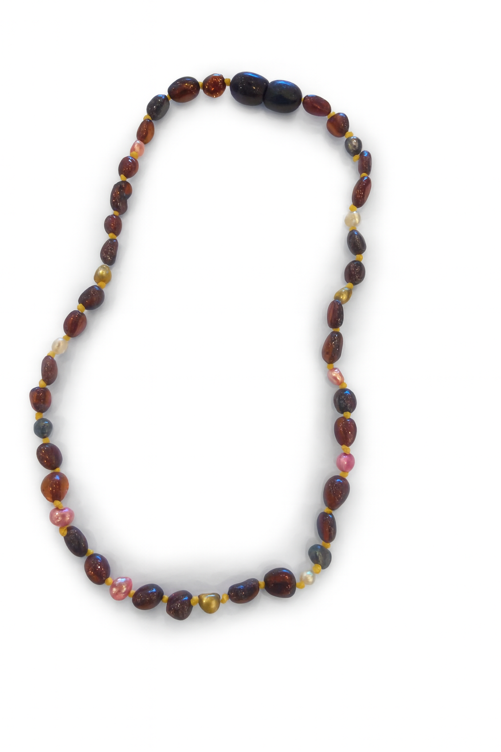 Baltic Amber Baby Necklace – Natural Raw Amber, Knotted Beads