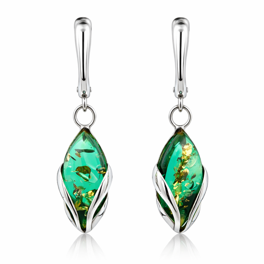 Snowdrop Earrings 925 Sterling Silver Caribbean Amber Darvin