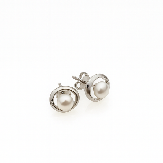Delicate Pearl Stud Earrings – Sterling Silver & Pearl