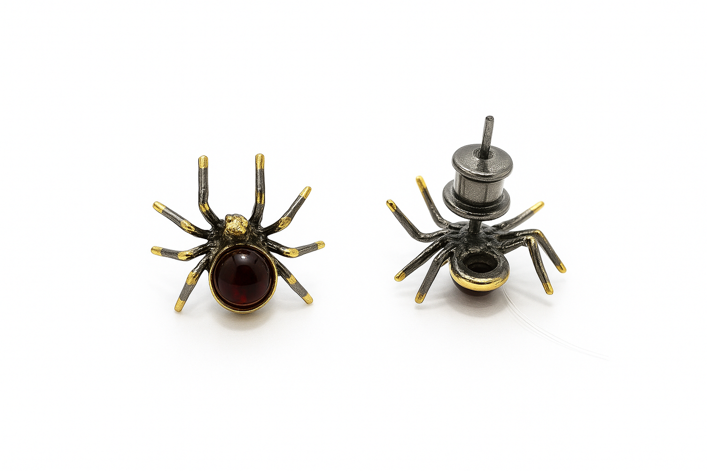 Amber Spider Stud Earrings