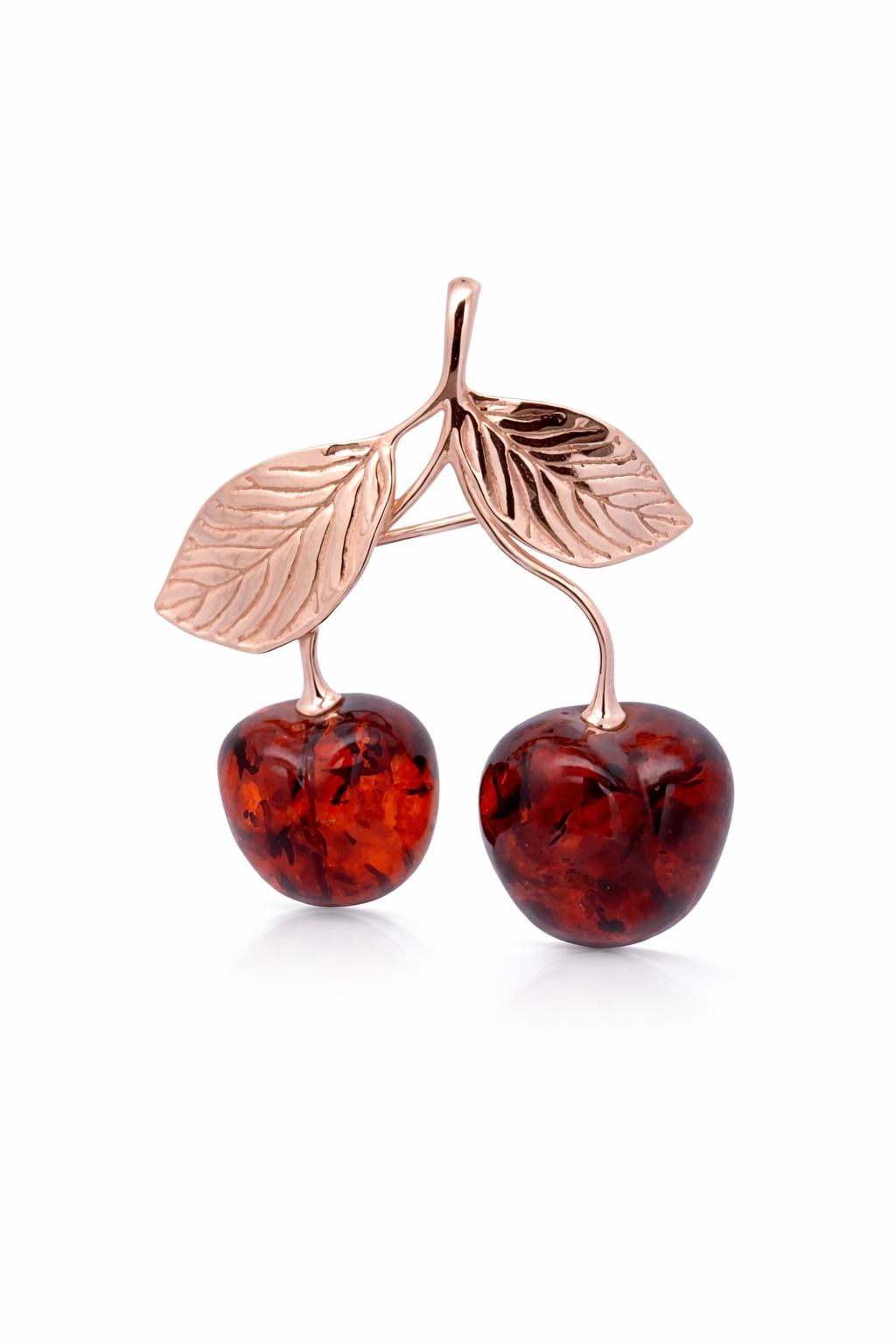Cherry Brooch Pendant with Baltic Amber