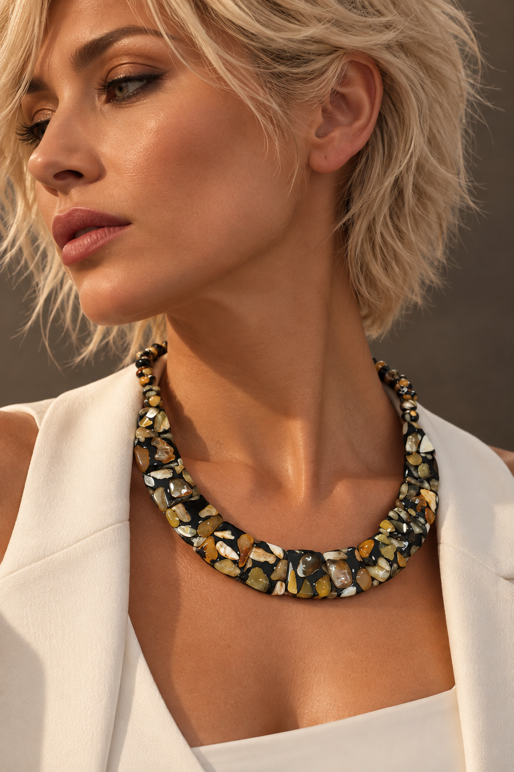 Dalmatian Collection – Black Baltic Amber Statement Necklace