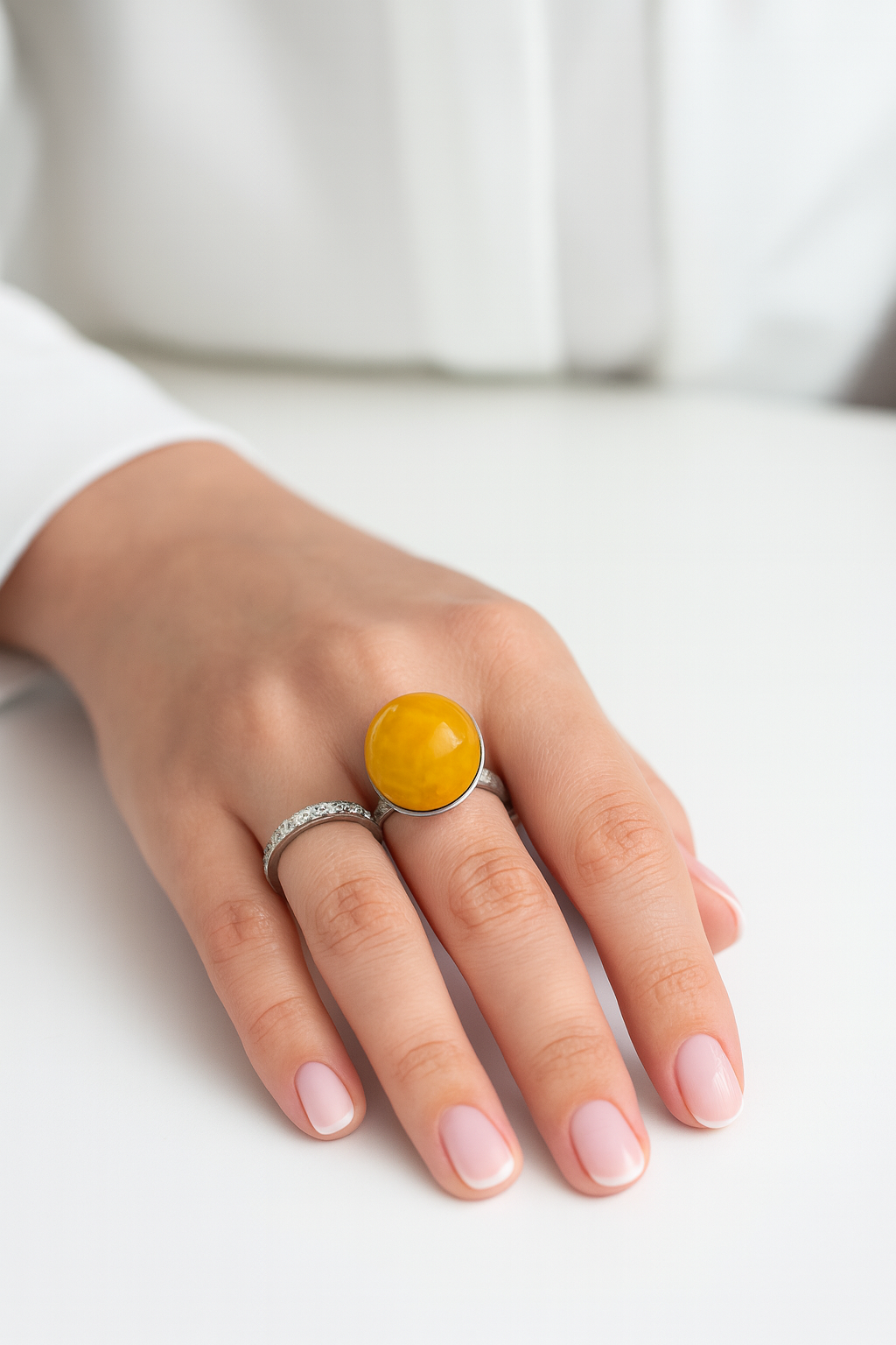 Handmade Baltic Amber Ring — Adjustable Size