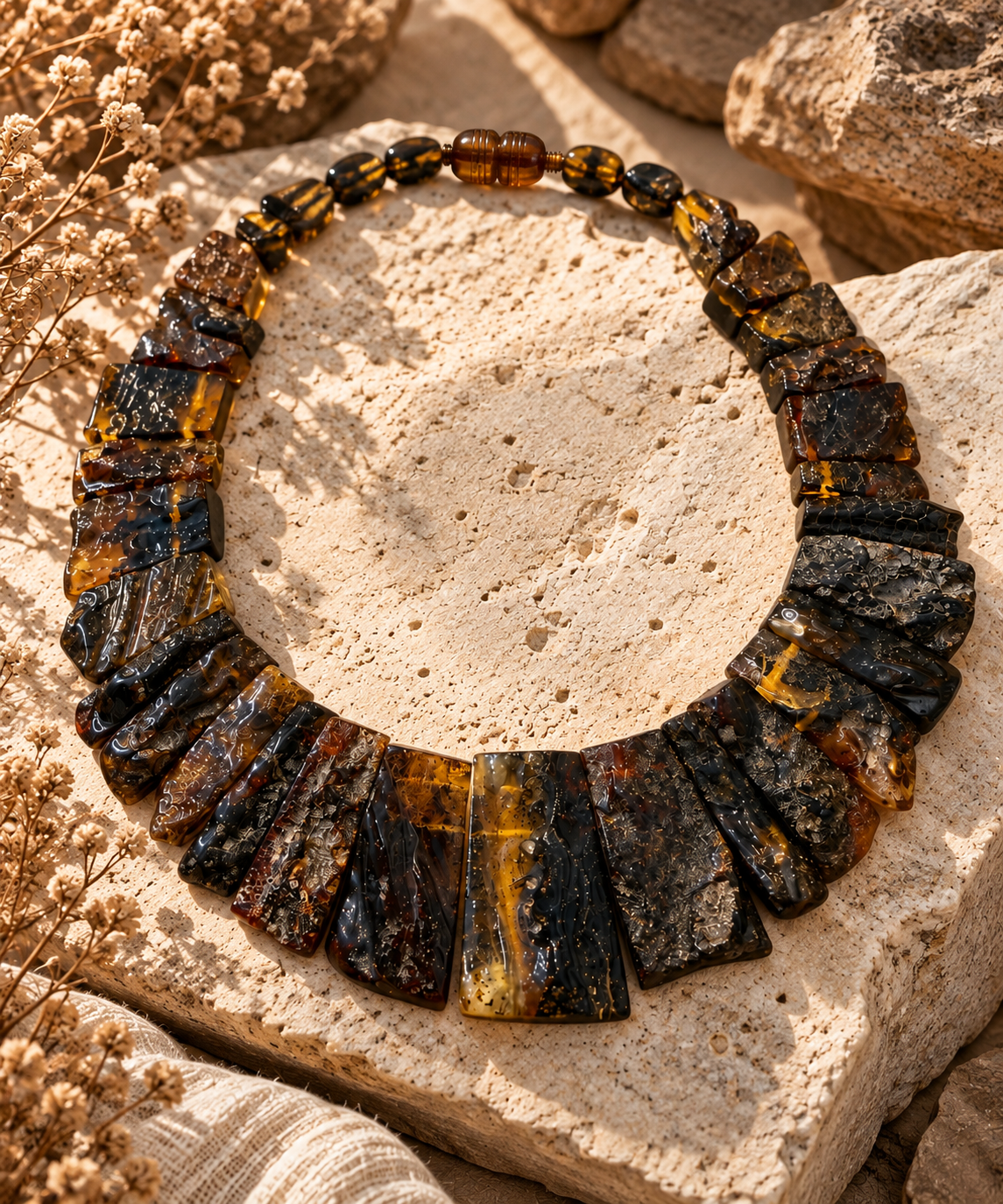 Cleopatra Collection – Natural Baltic Amber Statement Necklace