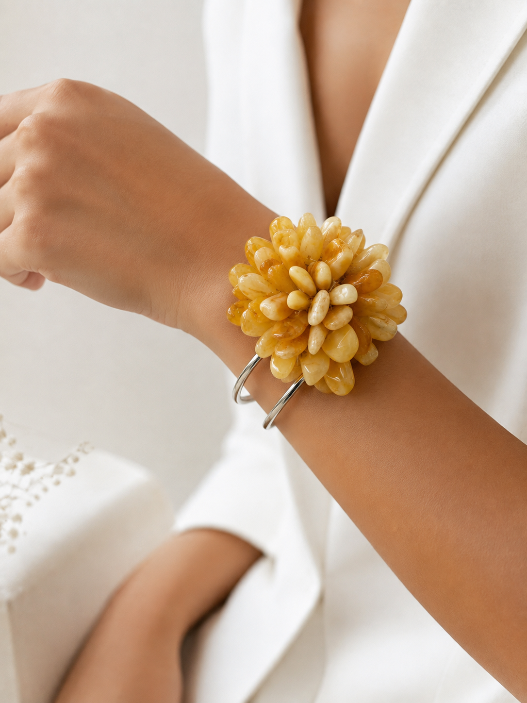 Peony Collection – Natural Baltic Amber Statement Bracelet