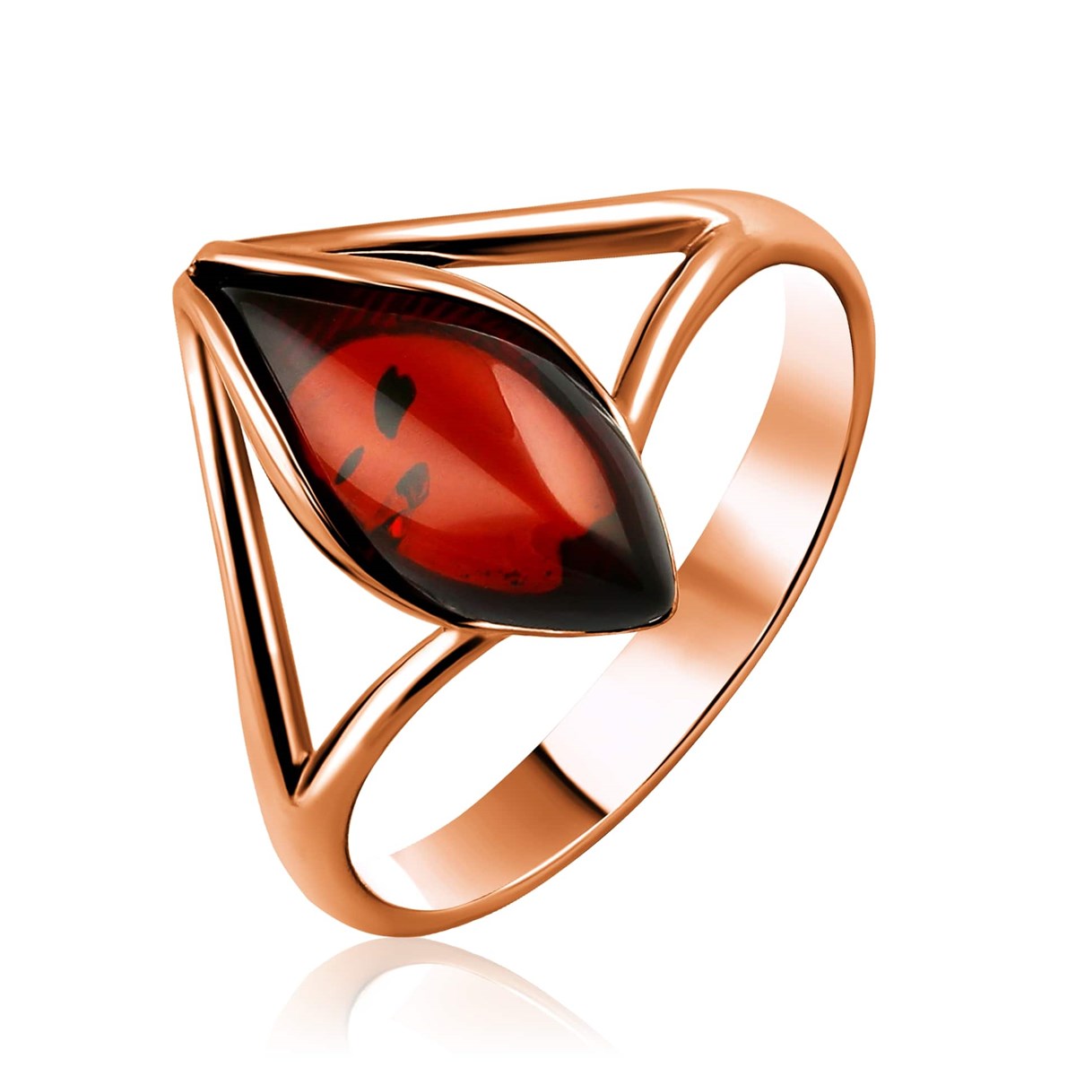 Кольцо из коллекции «Подснежник» из серебра 925 пробы с золотым покрытием и зеленым балтийским янтарем Darvin.