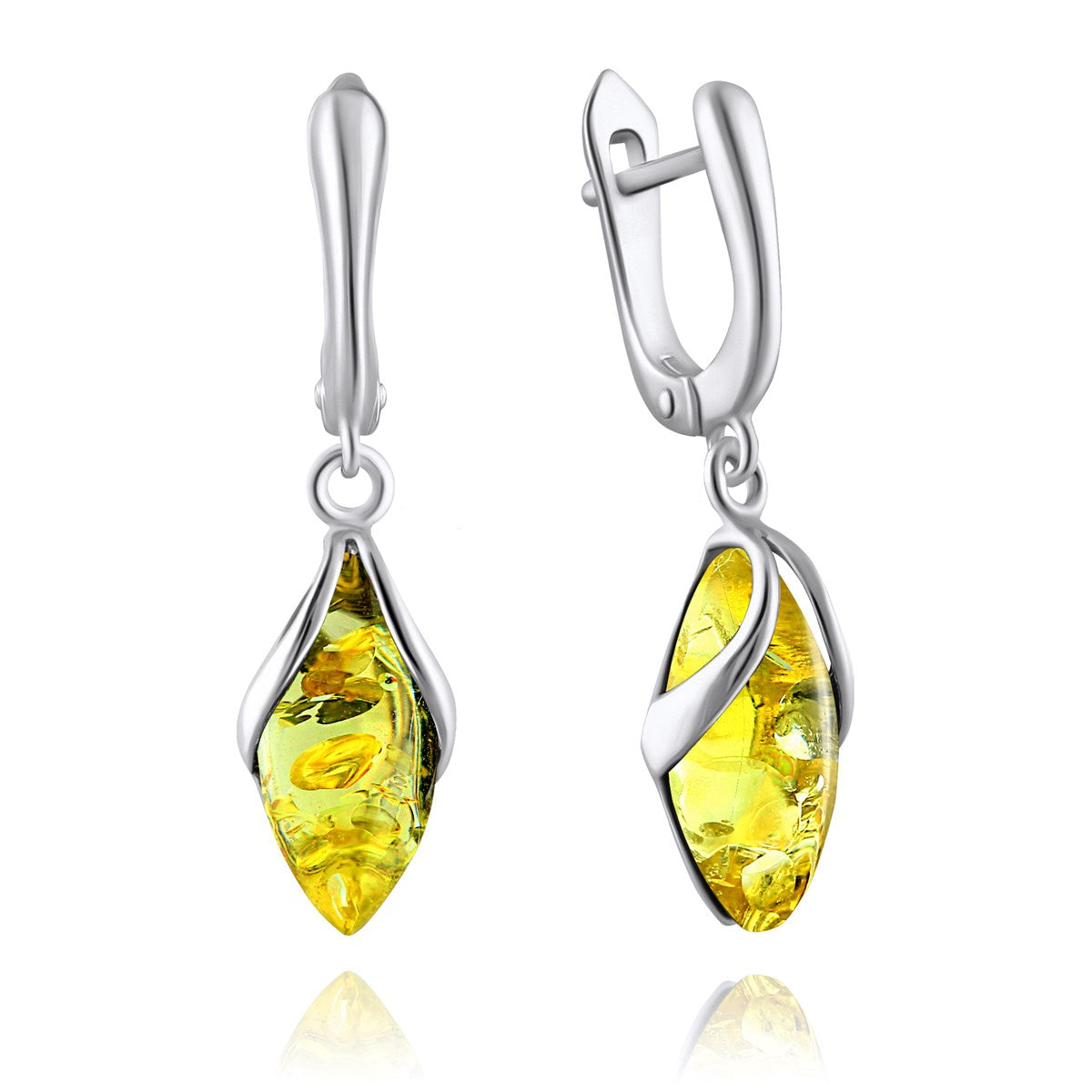 Snowdrop Collection Earrings 925 Sterling Silver Lemon Baltic Amber Darvin