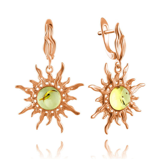 Sunburst Earrings – Natural Baltic Amber & Sterling Silver