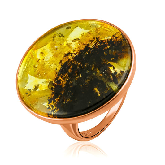 Amber Eclipse Ring – Baltic Amber | Gold-Plated Silver