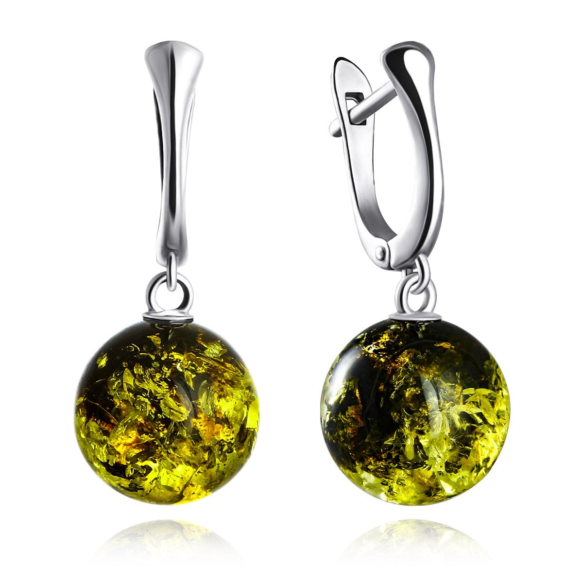 עגילי כדור ענבר קלאסיים כסף סטרלינג 925 ענבר בלטי סוגר אנגלי Darvin