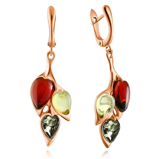 עגילים עם "ענף" ענבר 