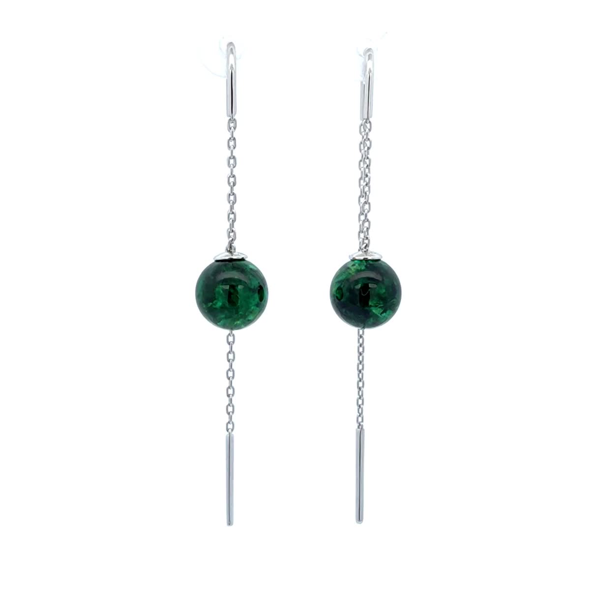 Green Amber Threader Earrings
