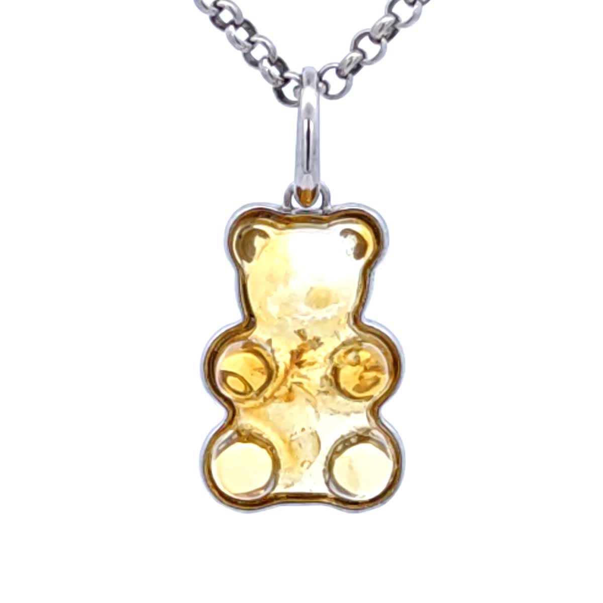Amber Teddy Bear Pendant — “Sweet Charm”