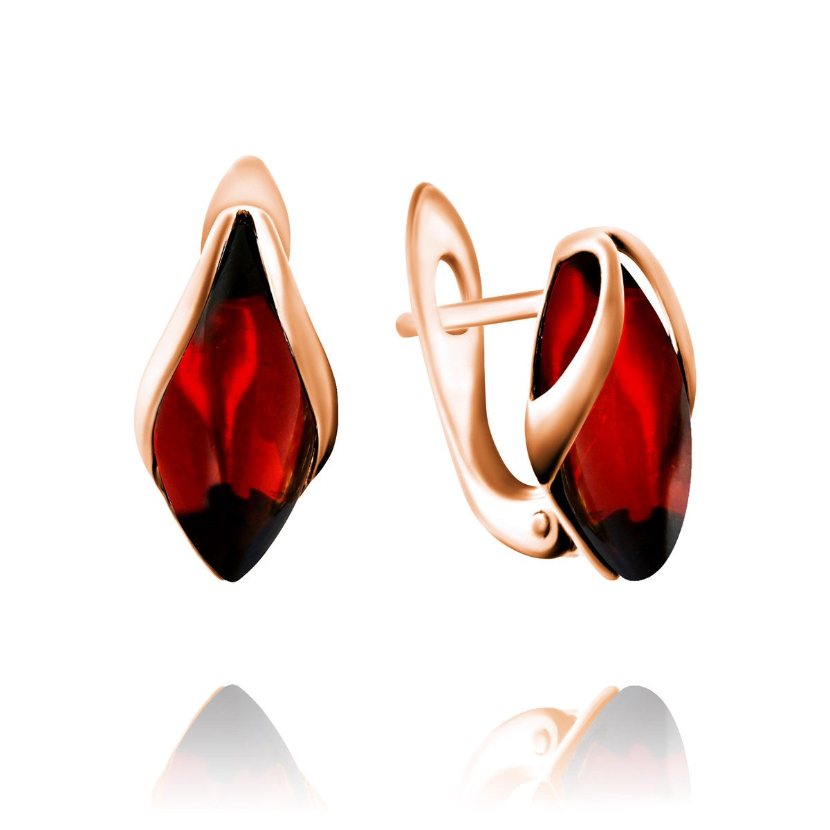 Snowdrop Collection Earrings Gold Plated 925 Sterling Silver Baltic Amber